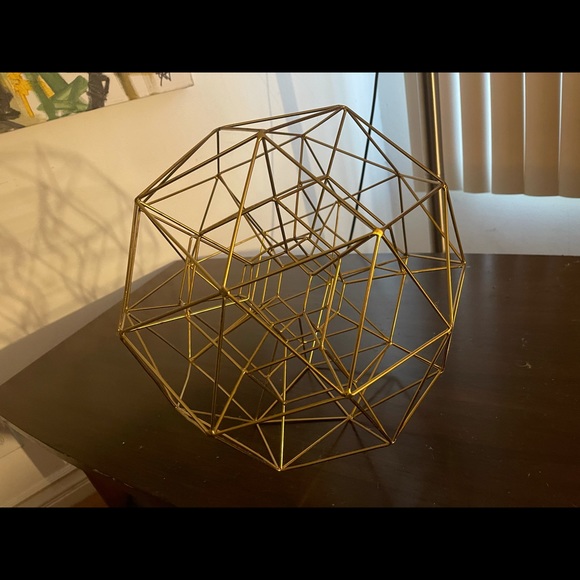 Gold plated metallic Polygonal tectonic Orb Globe - Picture 3 of 5